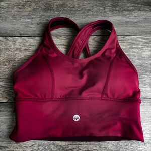 Senita Athletics Zara Crop Top Sports Bra Pocket Red Berry Sz XS